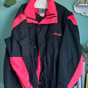 Vintage 90s Brooks Neon Pink & Black Windbreaker Jacket | Retro Jacket |
